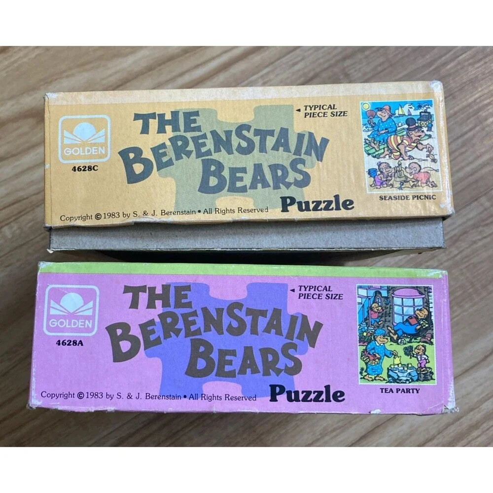 Golden 1983 The Berenstain Bears Puzzles Seaside Picnic & Tea Party 25 Pieces